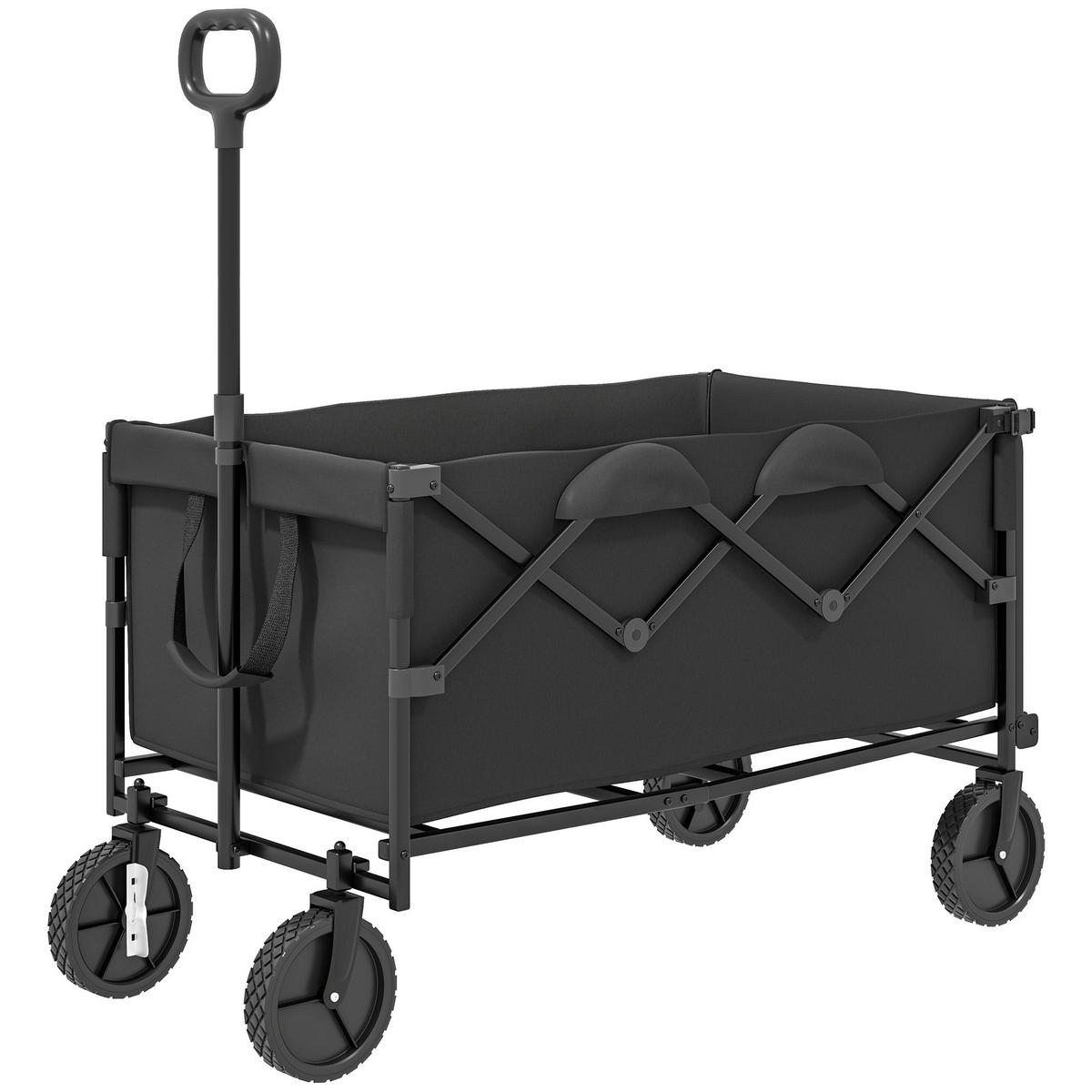 GARTENWAGEN DE-10371 klappbar, erweiterbar, 100 kg Schwarz - Schwarz, Metall (55/102/95cm) - ComfortXL