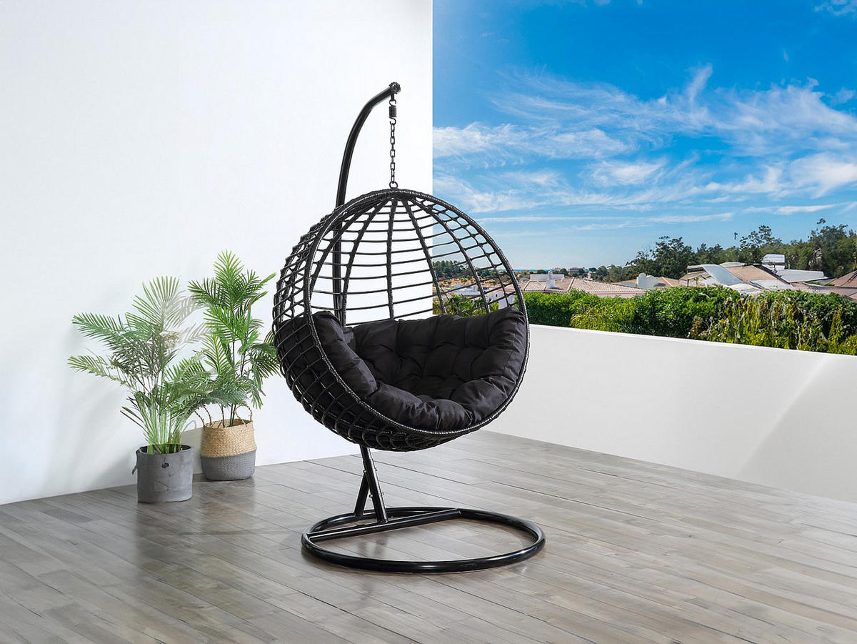 HÄNGESESSEL - 1 Person - Harz - Schwarz - - Schwarz, Kunststoff (112/197/105cm) - Vente-Unique
