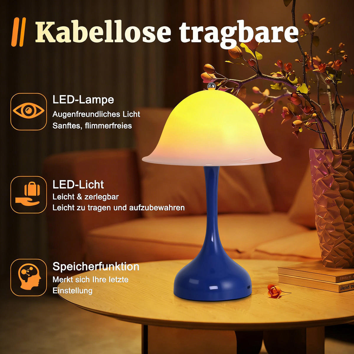 LED-TISCHLEUCHTE BRUNO Ⅲ 25/9/16 cm - Blau, Metall (25/9/16cm) - Nettlife