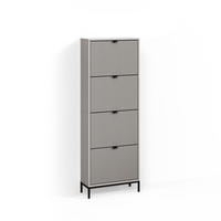 SCHUHKIPPER Aterno Grau 60 x 168 cm mit 4 Klappschubladen - Grau, Holzwerkstoff (60/168/24cm) - Livinity®