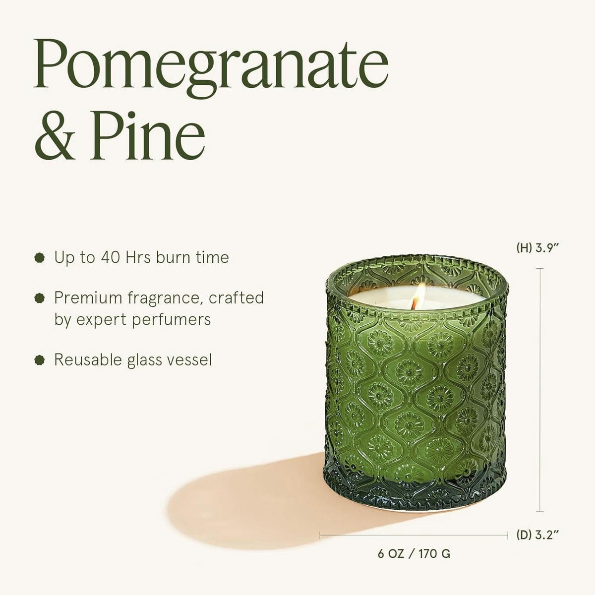 DUFTKERZE im Glas Granatapfel & Pinie 170g - Grün, Paraffin (9cm)