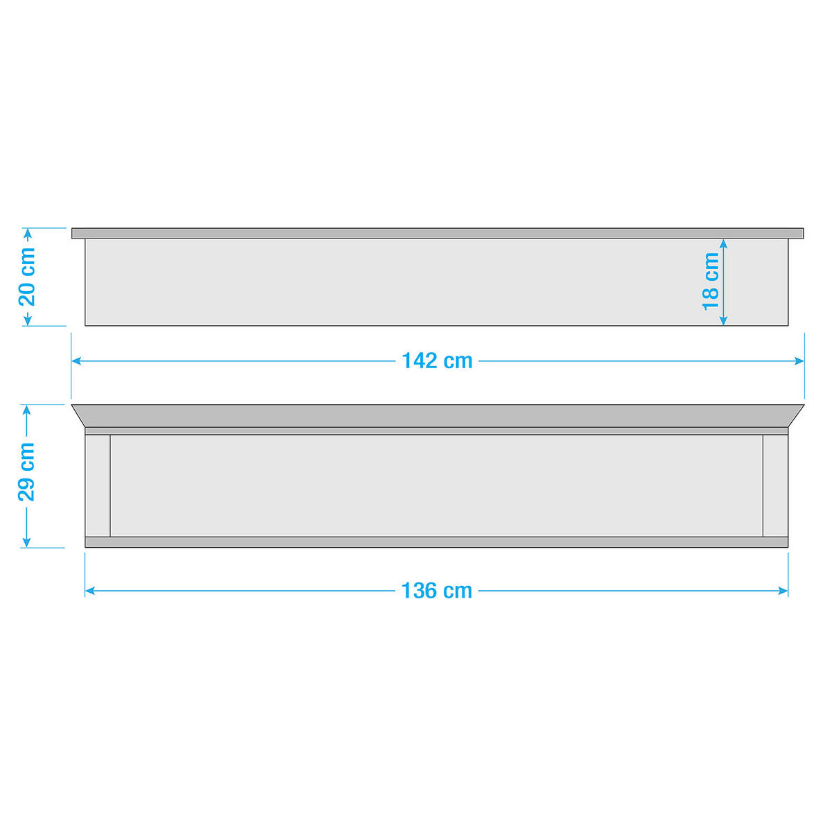 WANDREGAL - Weiß, Holzwerkstoff (142/29/20cm) - home24