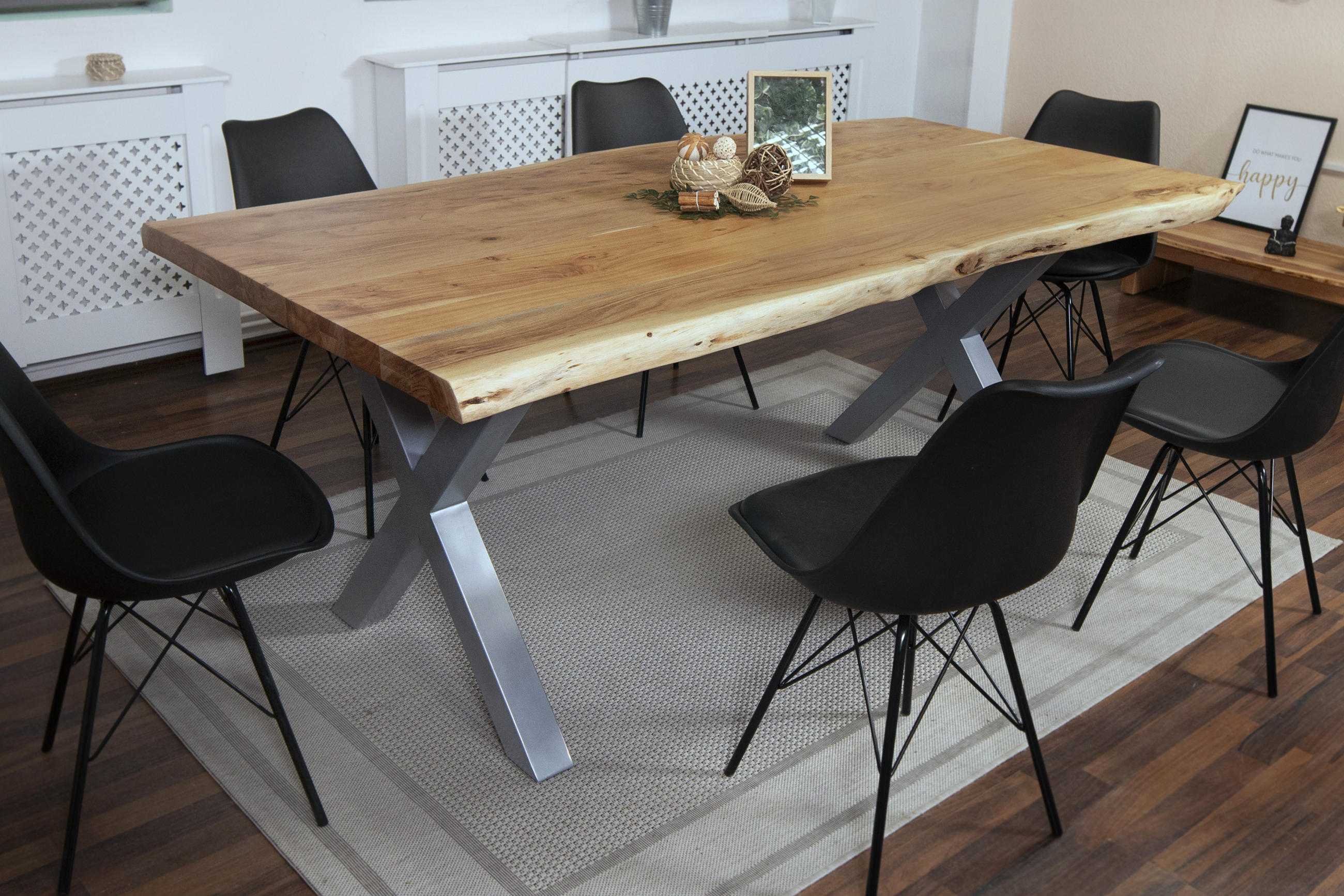 ESSTISCH CALI - Beige/Silberfarben, Holz/Metall (100/240/77cm) - SAM