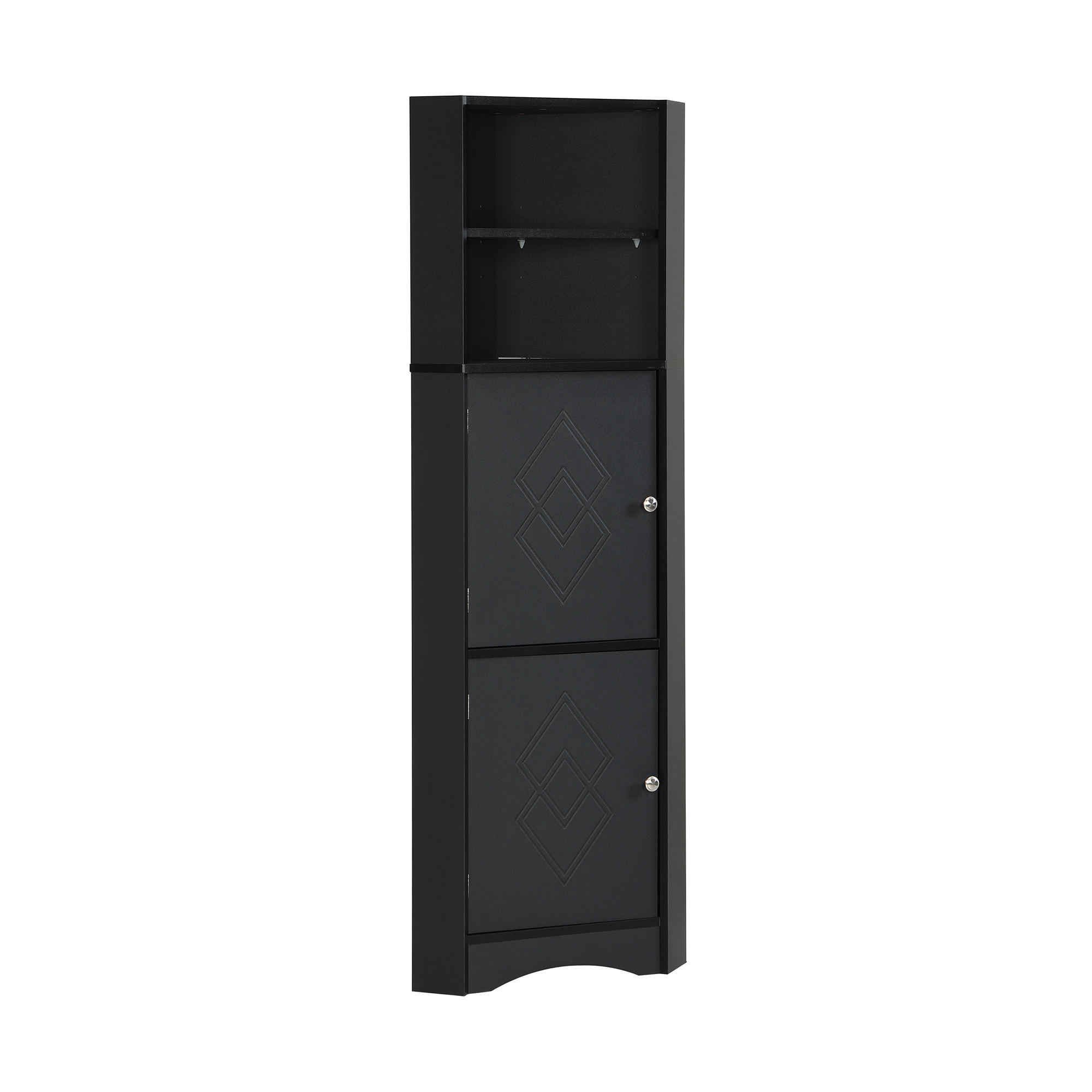 HOCHSCHRANK Schwarz Eckschrank mit verstellbarem Einlegeboden 36,5/36,5/155 cm - Schwarz, Holzwerkstoff (36.5/155/36.5cm) - PANGIVO