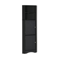 HOCHSCHRANK Schwarz Eckschrank mit verstellbarem Einlegeboden 36,5/36,5/155 cm - Schwarz, Holzwerkstoff (36.5/155/36.5cm) - PANGIVO
