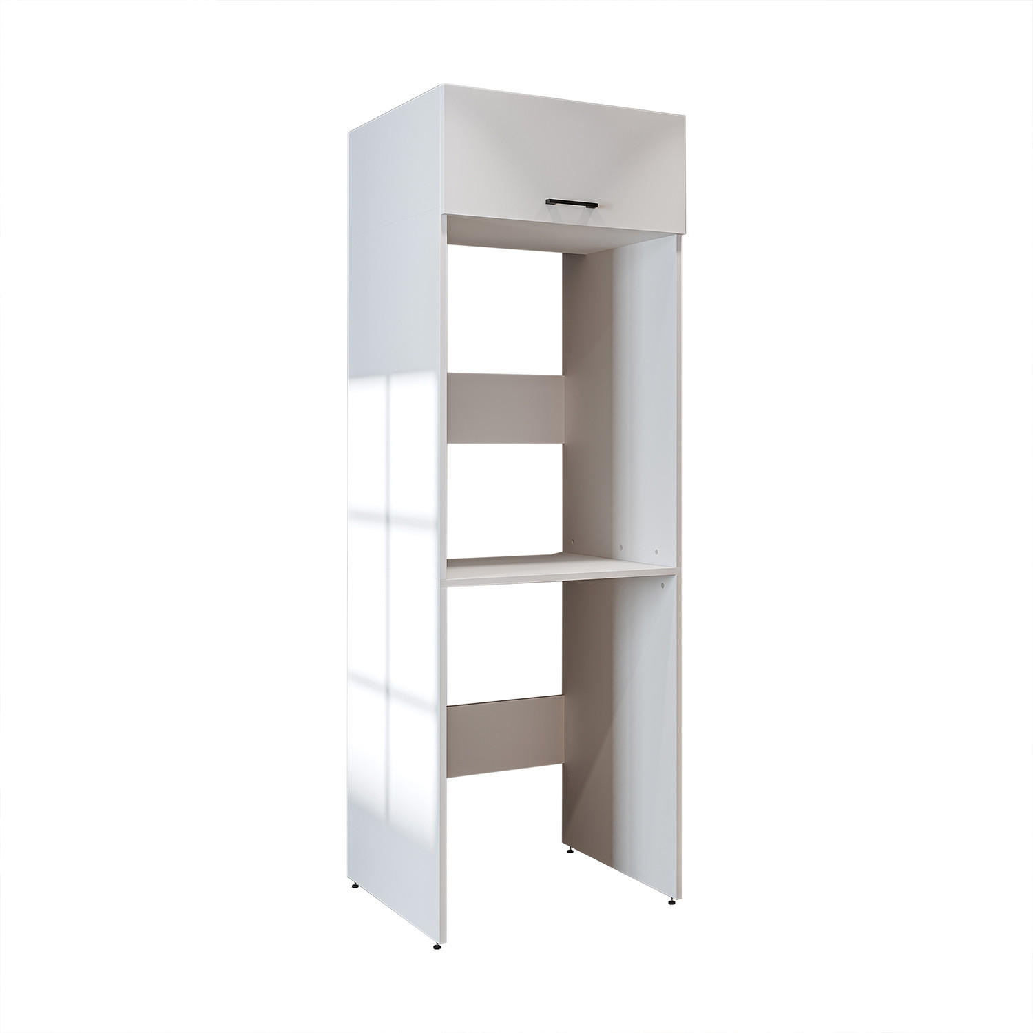 WASCHMASCHINENSCHRANK DUO-II 67cm Breit, 205cm Hoch - Weiß, Holzwerkstoff (67/205/67cm)