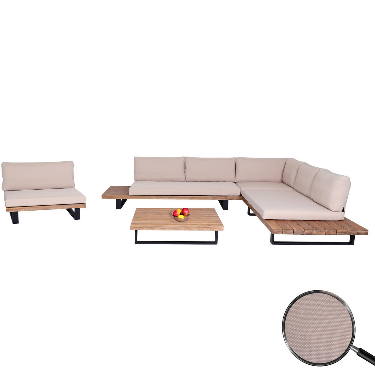 GARTENGARNITUR mit Sessel Hellbraun Beige - Braun, Holz - PROREGAL
