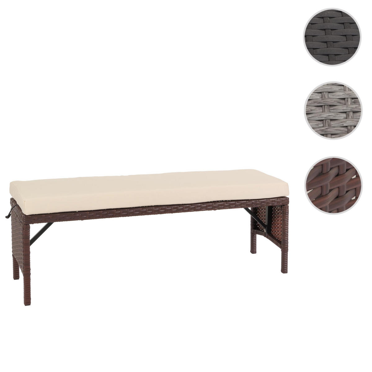 POLY-RATTAN SITZBANK Braun - Braun, Kunststoff (112/35/30cm) - MCW