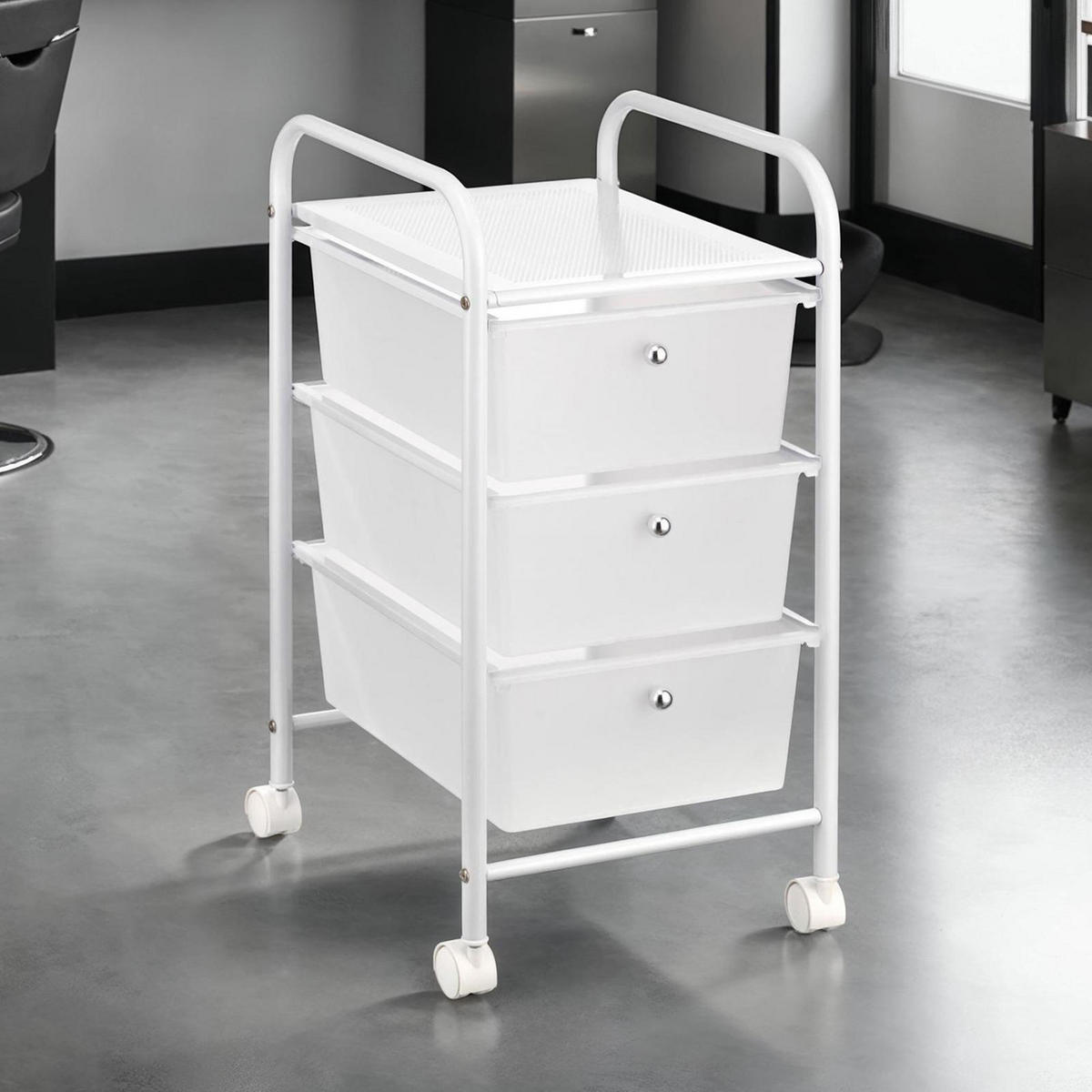 BADROLLWAGEN GINA weiß - Weiß, Kunststoff/Metall (33/65/39cm) - IDIMEX