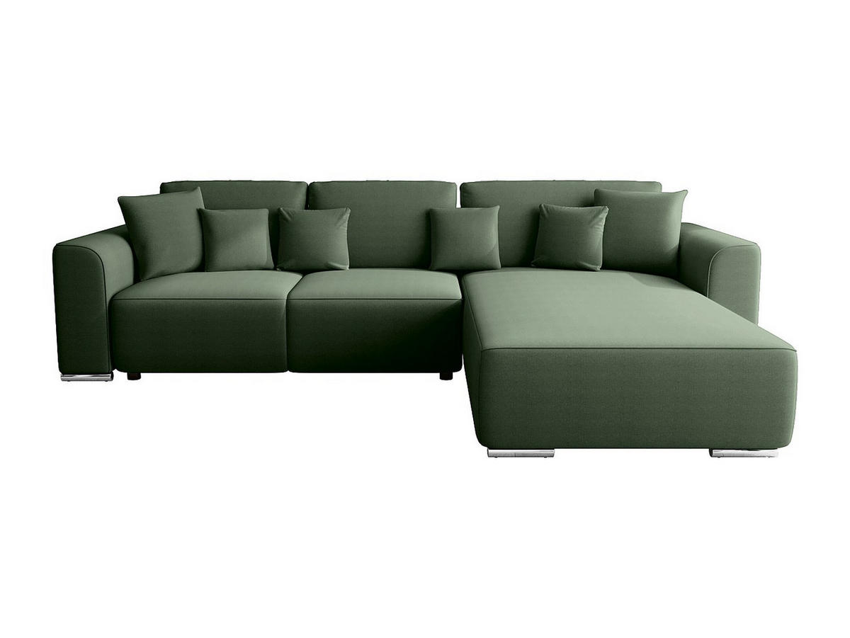 ECKSOFA mit Schlaffunktion - Ecke wechselbar - Stoff - Tannengrün MELTANA - Grün, Textil (293/195cm) - Vente-Unique