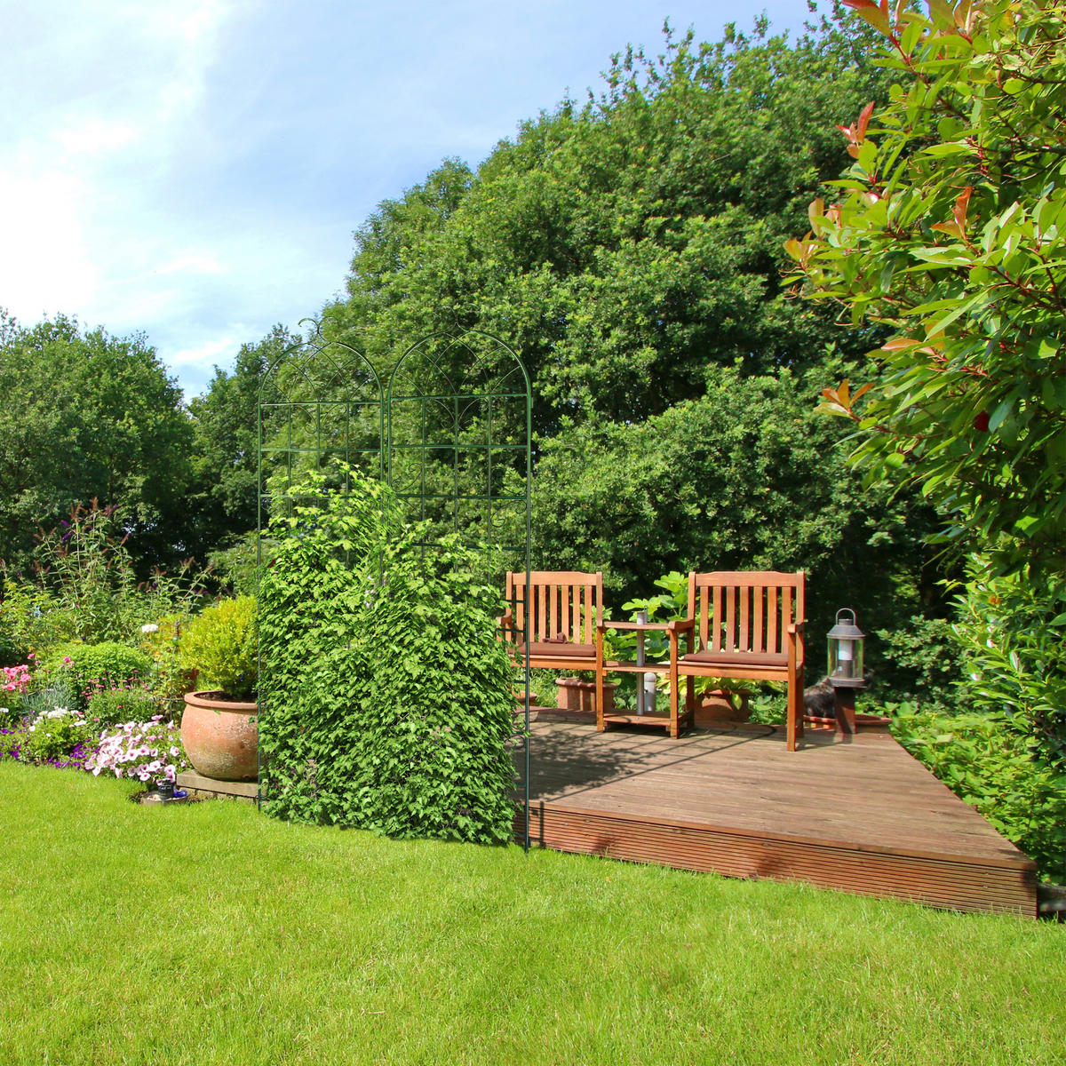 2XRANKGITTER - Dunkelgrün, Metall (50/220/2cm) - Relaxdays