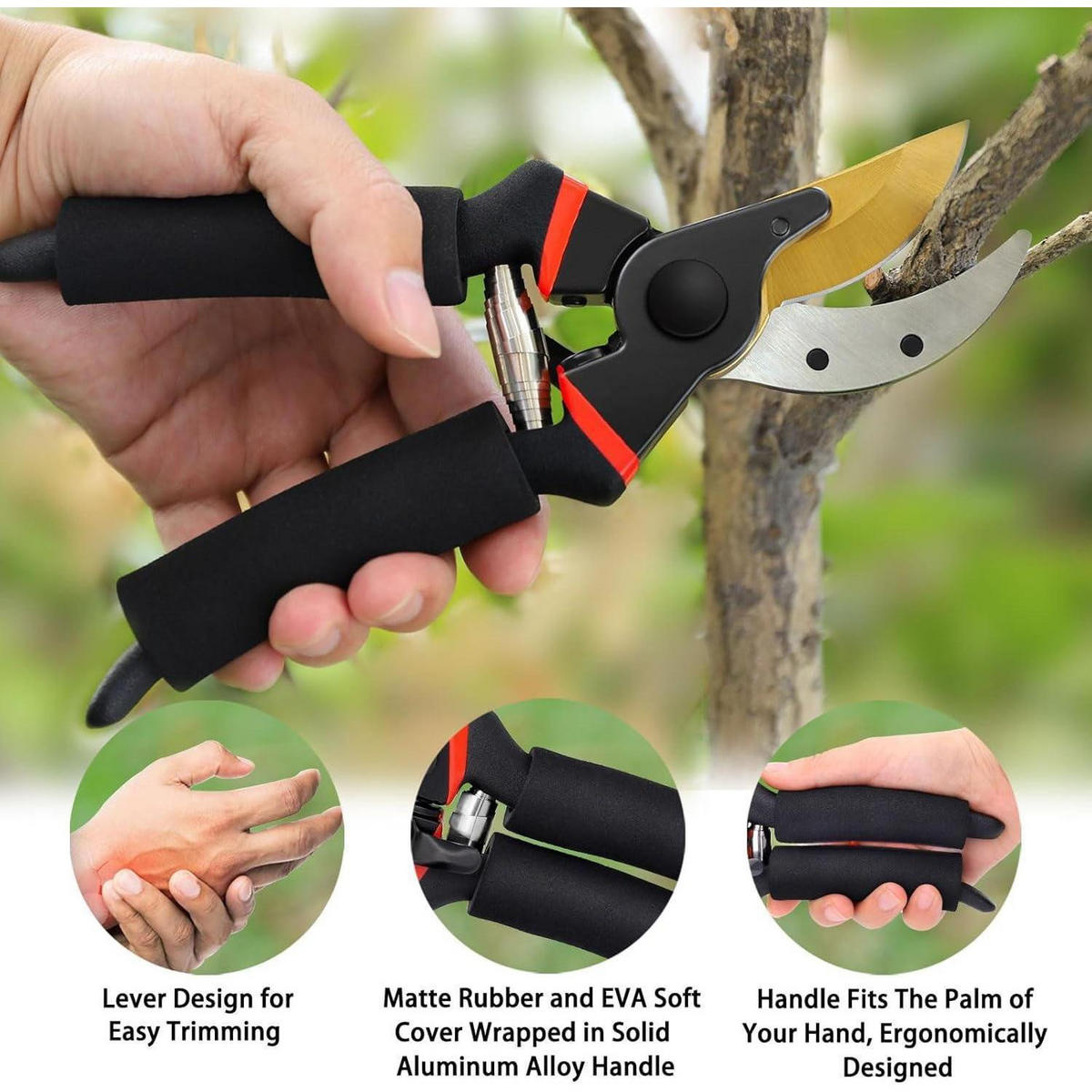GARTENSCHEREN-SET 3-teilig Edelstahl mit Handschuhen - Multicolor, Metall (8.5/2/21.4cm)