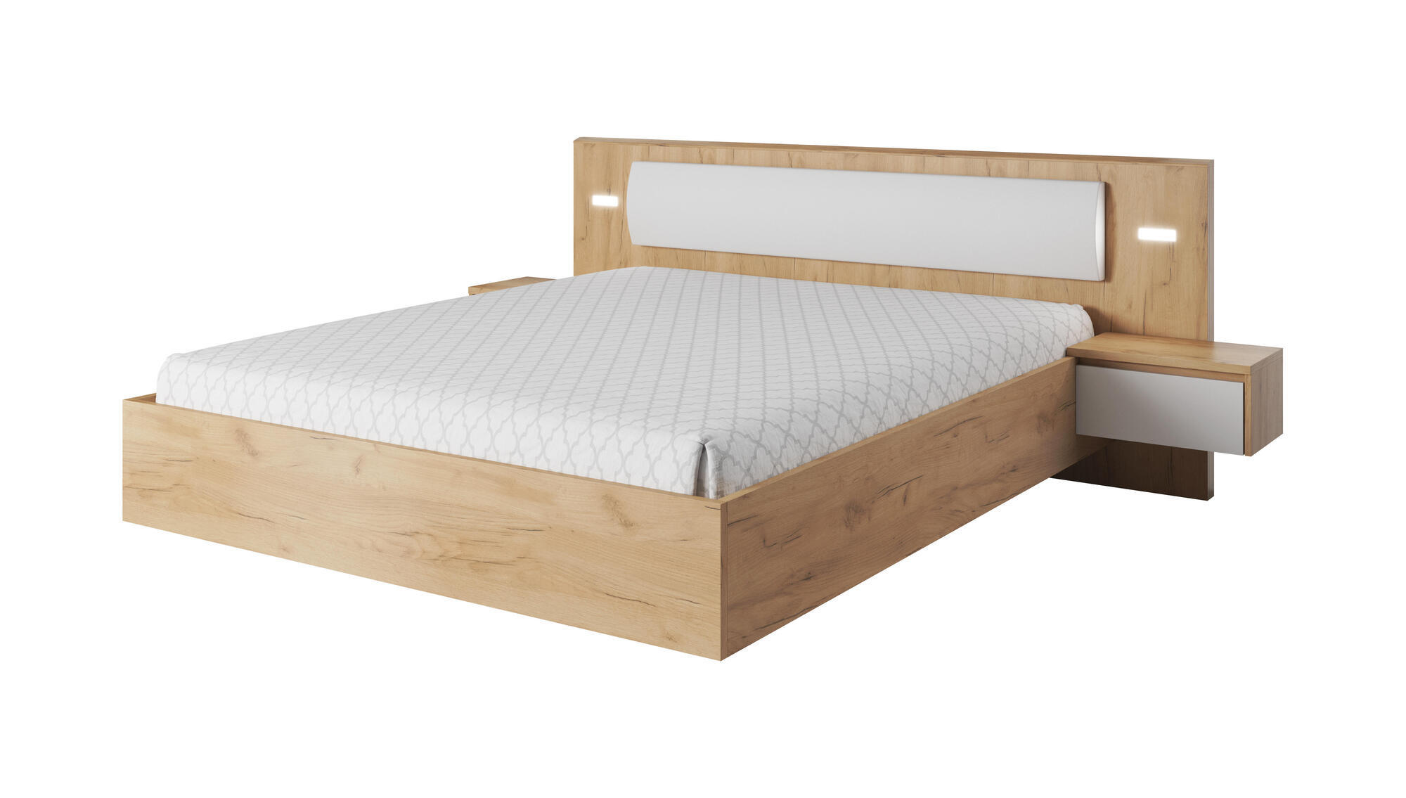 BETTGESTELL XELO Weiß 256x209x93 cm - Weiß, Holzwerkstoff - FURNLUX