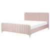 POLSTERBETT 160/200cm Pastellrosa Lunan - Pink, Textil (160/200cm) - Beliani