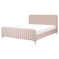 POLSTERBETT 160/200cm Pastellrosa Lunan - Pink, Textil (160/200cm) - Beliani
