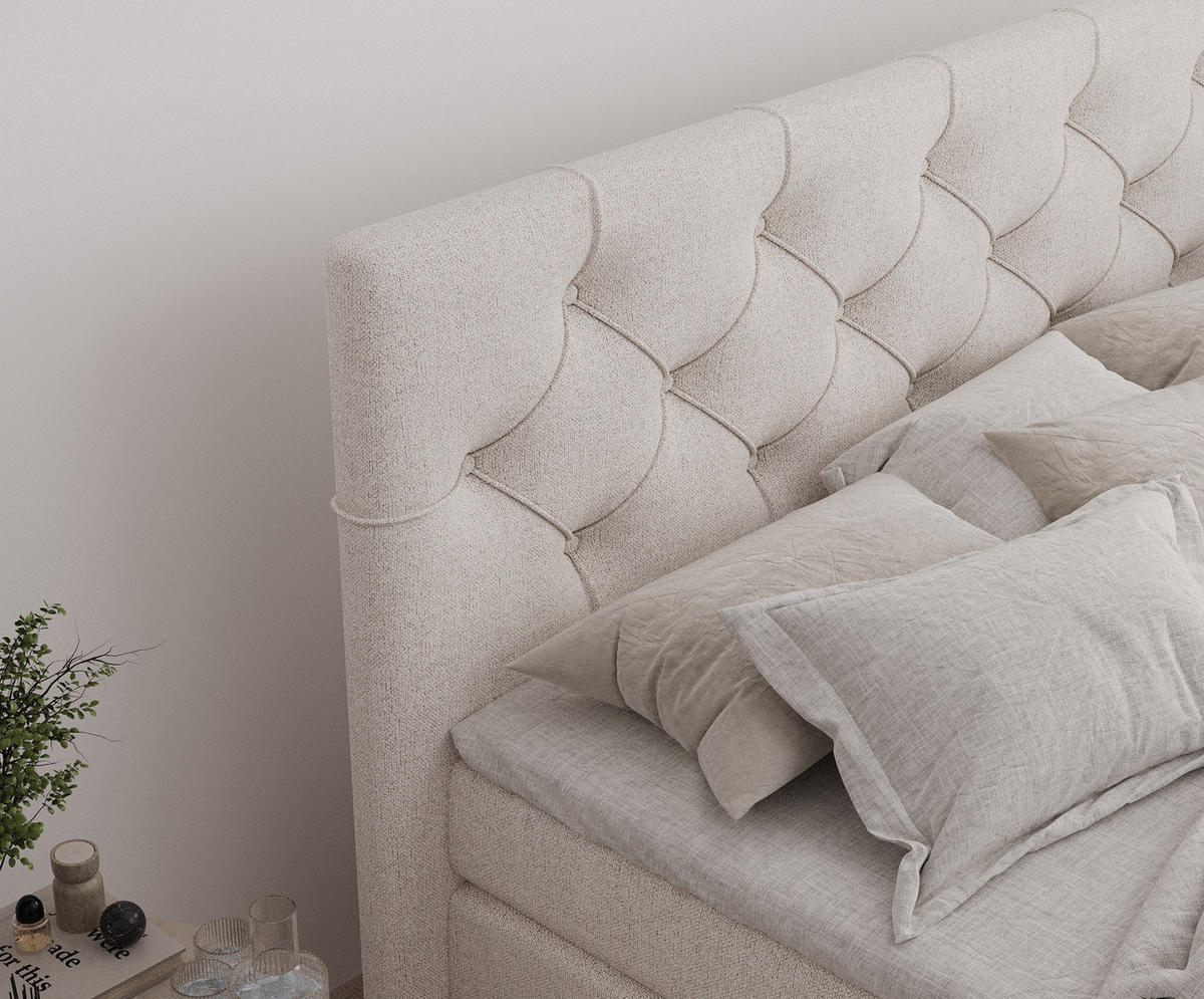 BOXSPRINGBETT Hugo Beige 160/200 cm - Beige/Schwarz, Holz/Holzwerkstoff (160/200cm) - Maison de Reve