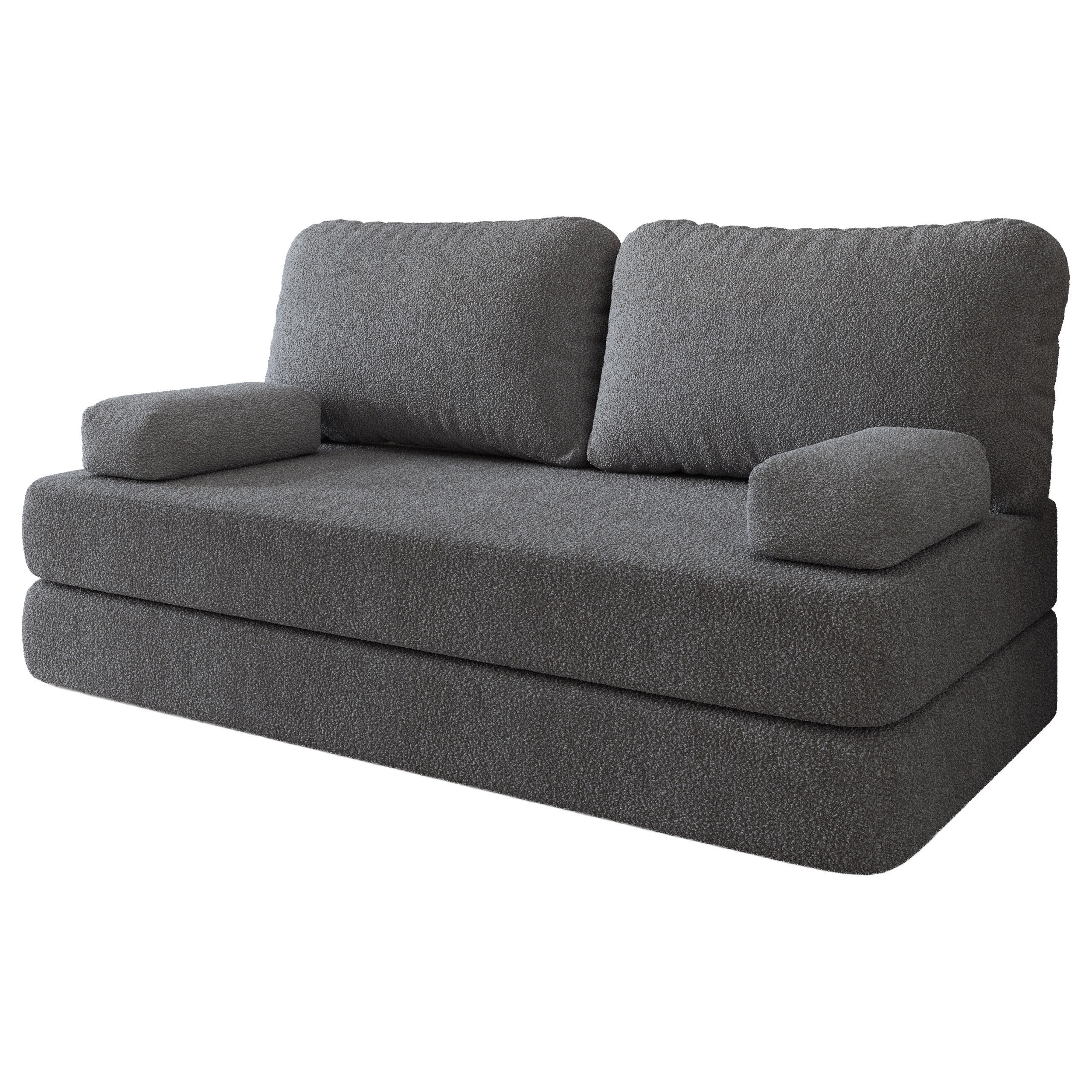 BETTSOFA NIKSI aus Schaumstoff Bucle-Stoff Grau Schlaffunktion - Grau, Textil (170/86/80cm) - MASSENO