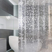 DUSCHVORHANG Weiß 180 x 180 cm Kieselsteine wasserdicht schimmelresistent schnelltrocknend - Transparent, Kunststoff (180/180cm) - MCBOSON