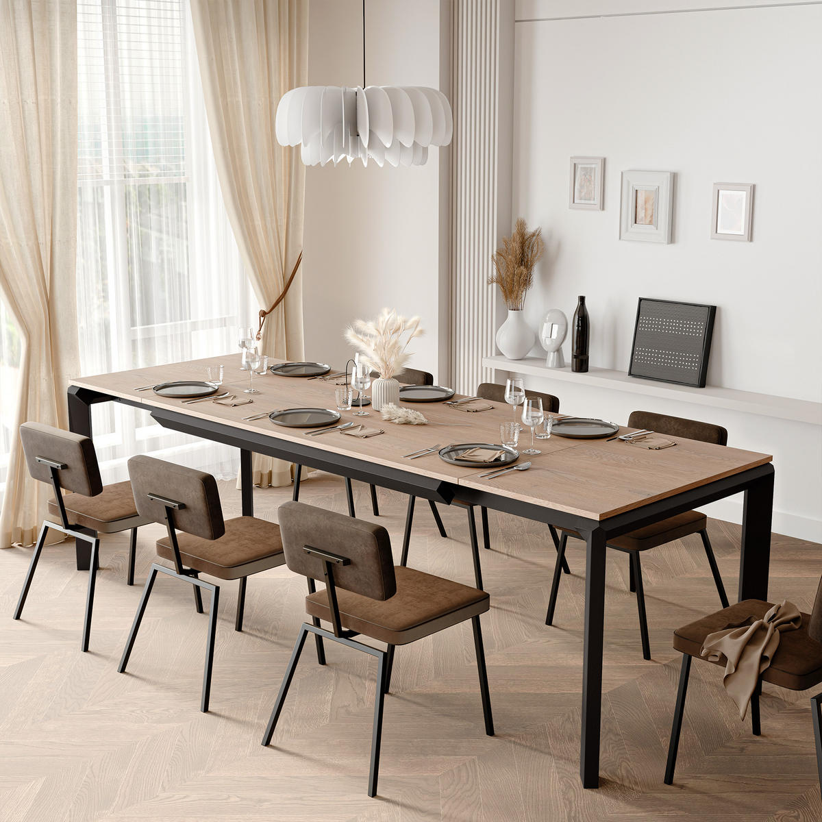 AUSZIEHTISCH FARO 180-270/90/76 cm, Cremona / Schwarz - Creme/Schwarz, Holzwerkstoff/Metall (90/180/76cm) - Idohome