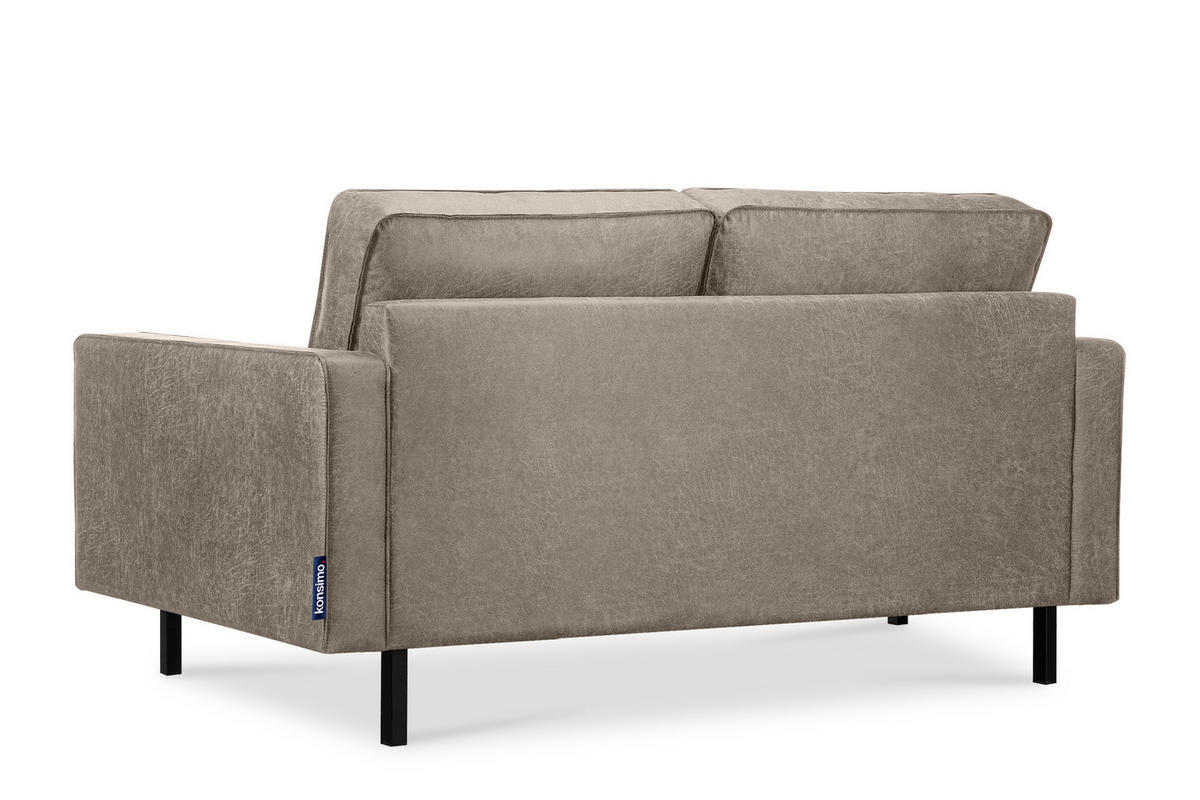 2-SITZER-SOFA INVIA Klassische-Stil mit Armlehnen, Lederoptik-Stoff, hellgrau - Hellgrau/Schwarz, Textil (164/87/98cm) - KONSIMO®