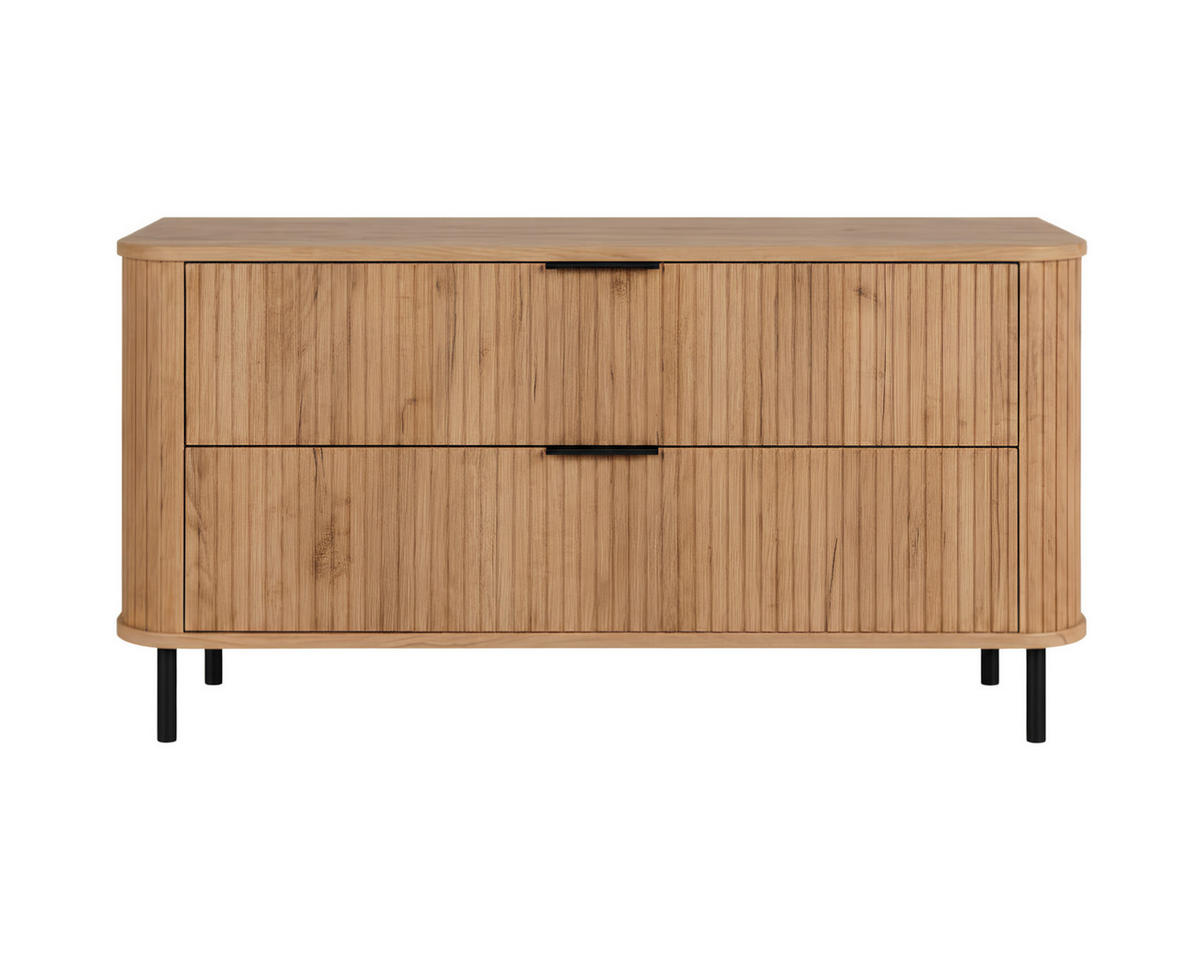 BADEZIMMERSCHRANK : Farbe Eiche Craft, Griff schwarz, Füße schwarz, 120 x 41,5 x 66,7 cm - Eichefarben/Schwarz, Holzwerkstoff (120/66.7/41.5cm) - 3XE LIVING
