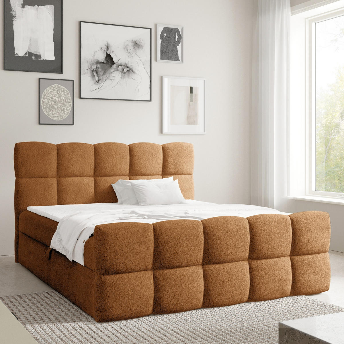 BOXSPRINGBETT mit zwei Stauräumen 160x200 cm in Braun - Braun, Textil (160/200cm) - Home Collective
