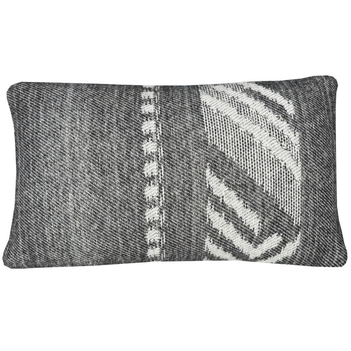 WOLLKISSEN Mochica schwarz Dekostreifen Rechteck 35x60 - Anthrazit, Textil (60/35/12cm) - Malagoon