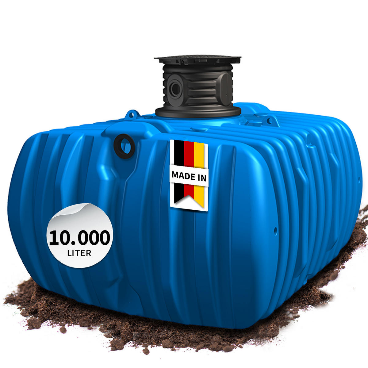 L Flachtank 10000 L inkl. Schachtverlängerung - Blau, Kunststoff (420/134/245cm) - 4rain