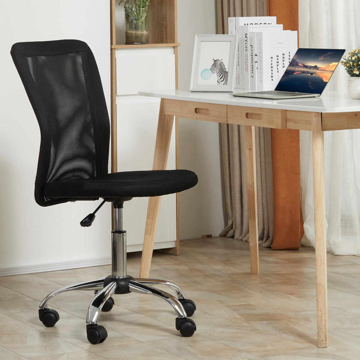 BÜROSTUHL Schreibtischstuhl, höhenverstellbar, Mesh, 43 cm x 58 cm x 100 cm, Schwarz - Schwarz, Textil (58/100/43cm)