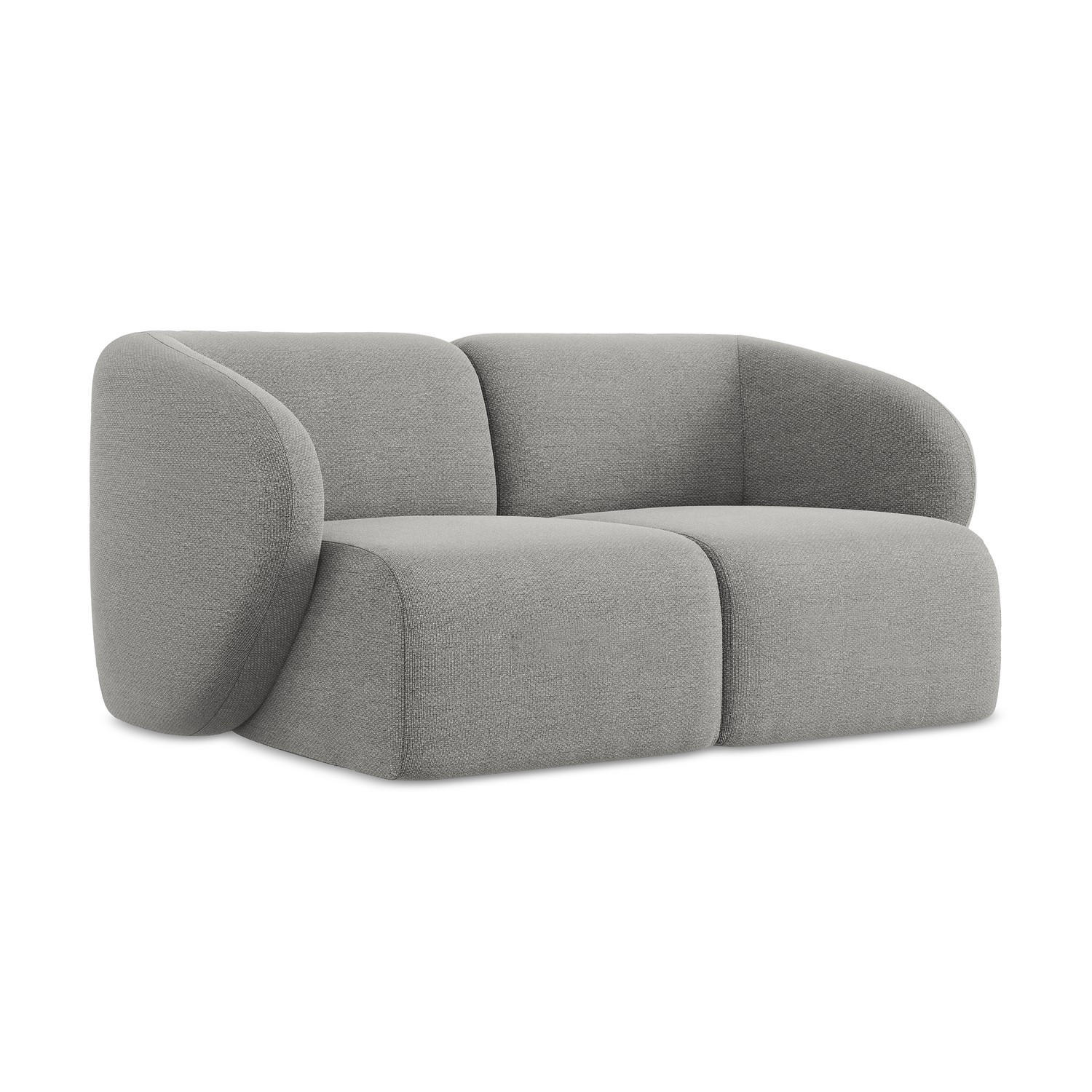 2-SITZER-SOFA Bouclé Stoff Grau - Hellgrau/Schwarz, Holzwerkstoff/Kunststoff (174/75/94cm) - LaMiaSofa