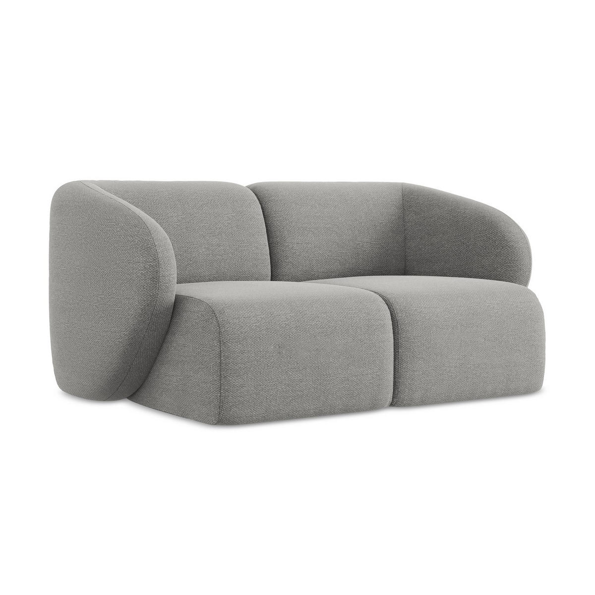 2-SITZER-SOFA Bouclé Stoff Grau - Hellgrau/Schwarz, Holzwerkstoff/Kunststoff (174/75/94cm) - LaMiaSofa
