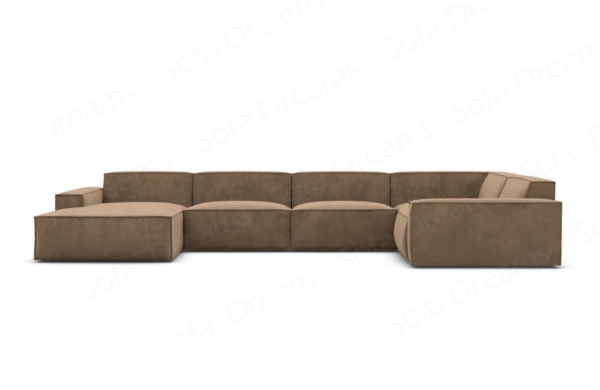 WOHNLANDSCHAFT Beluga Braun Samtstoff - Braun, Kunststoff (313/73/181cm)