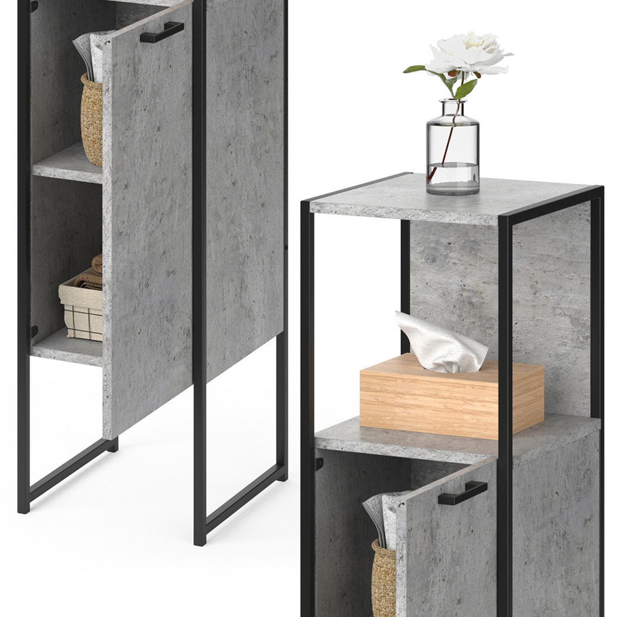MIDISCHRANK Fyrk Beton 33 x 120.4 cm - Grau, Holzwerkstoff (33/120.4/33cm) - Vicco