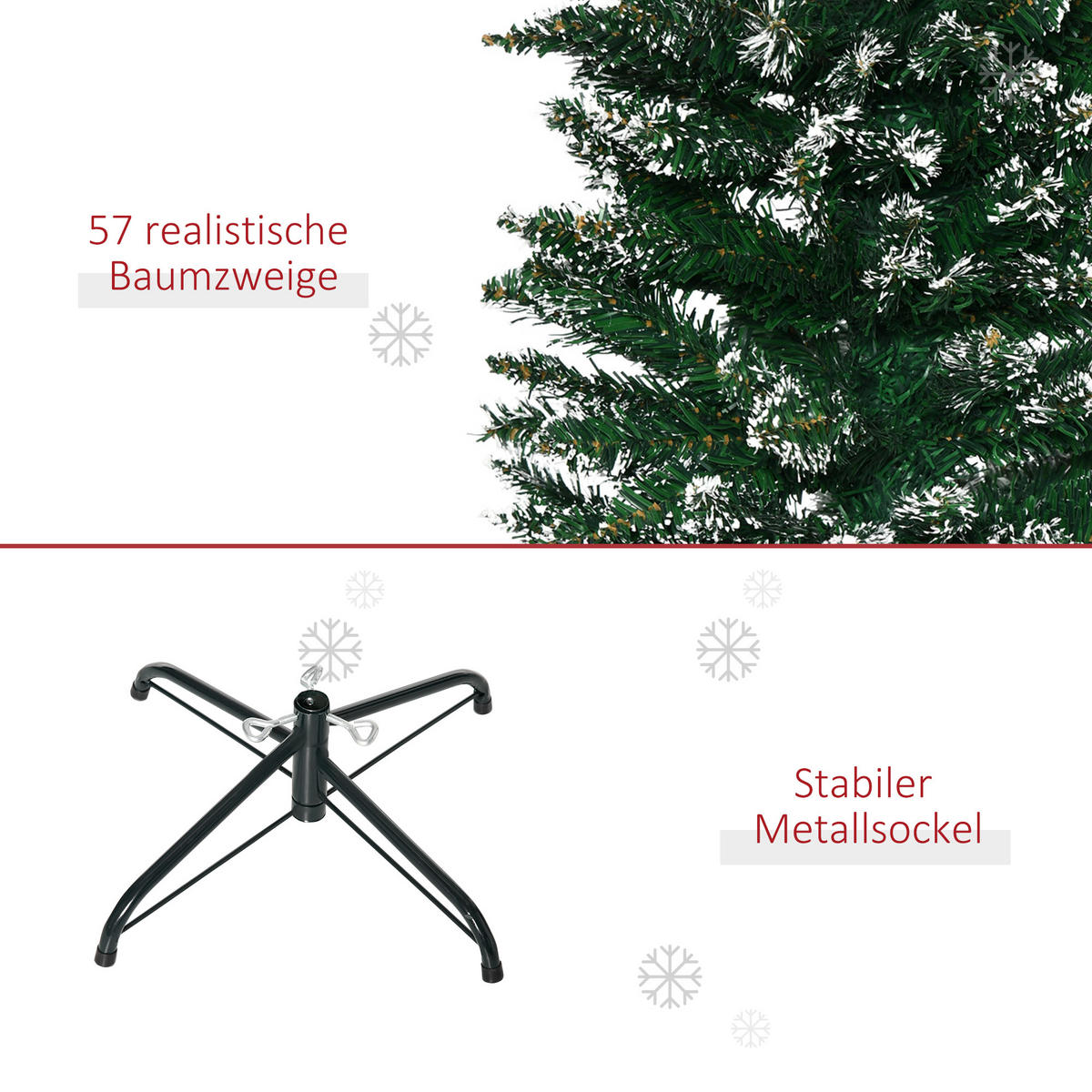 WEIHNACHTSBAUM 190 cm, stabile Basis, Grün - Grün, Kunststoff (53/190cm) - HOMCOM