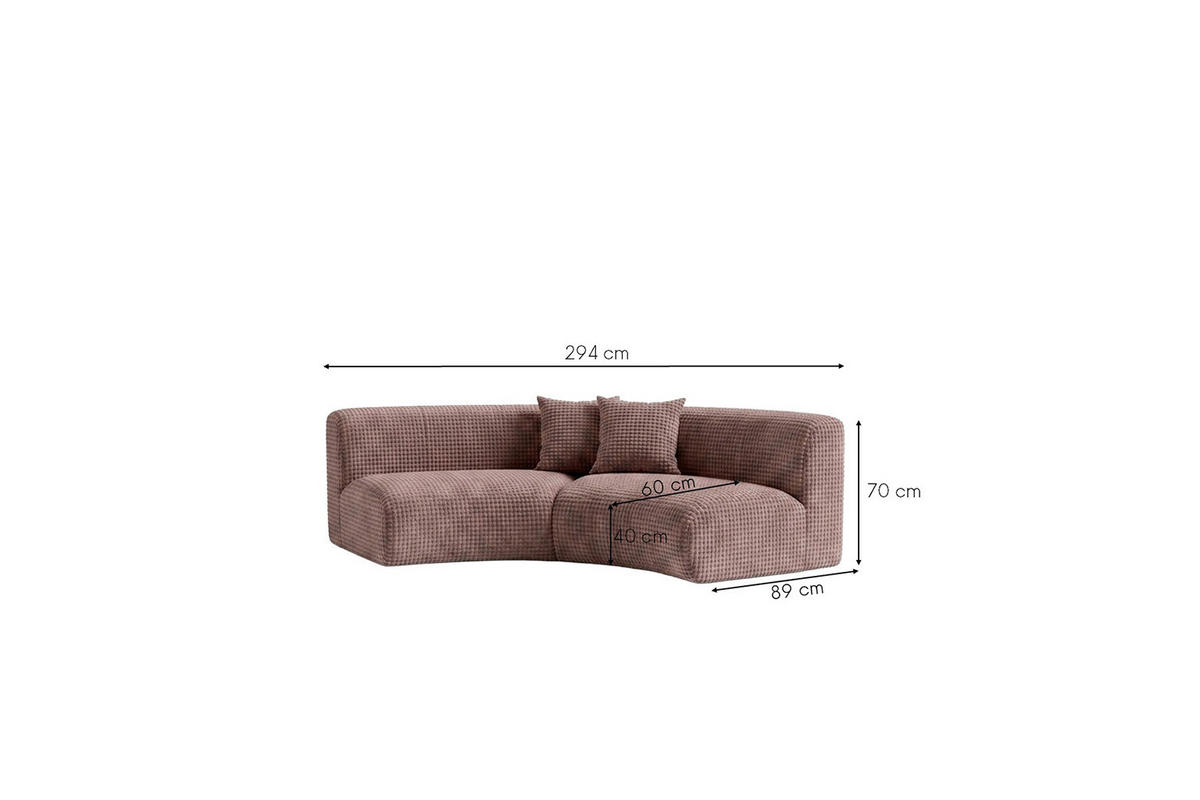 SOFA Round, Chenille-Stoff Cremona, Taupe, GRETA - Taupe, Holz (294/70/89cm) - Kaiser Möbel