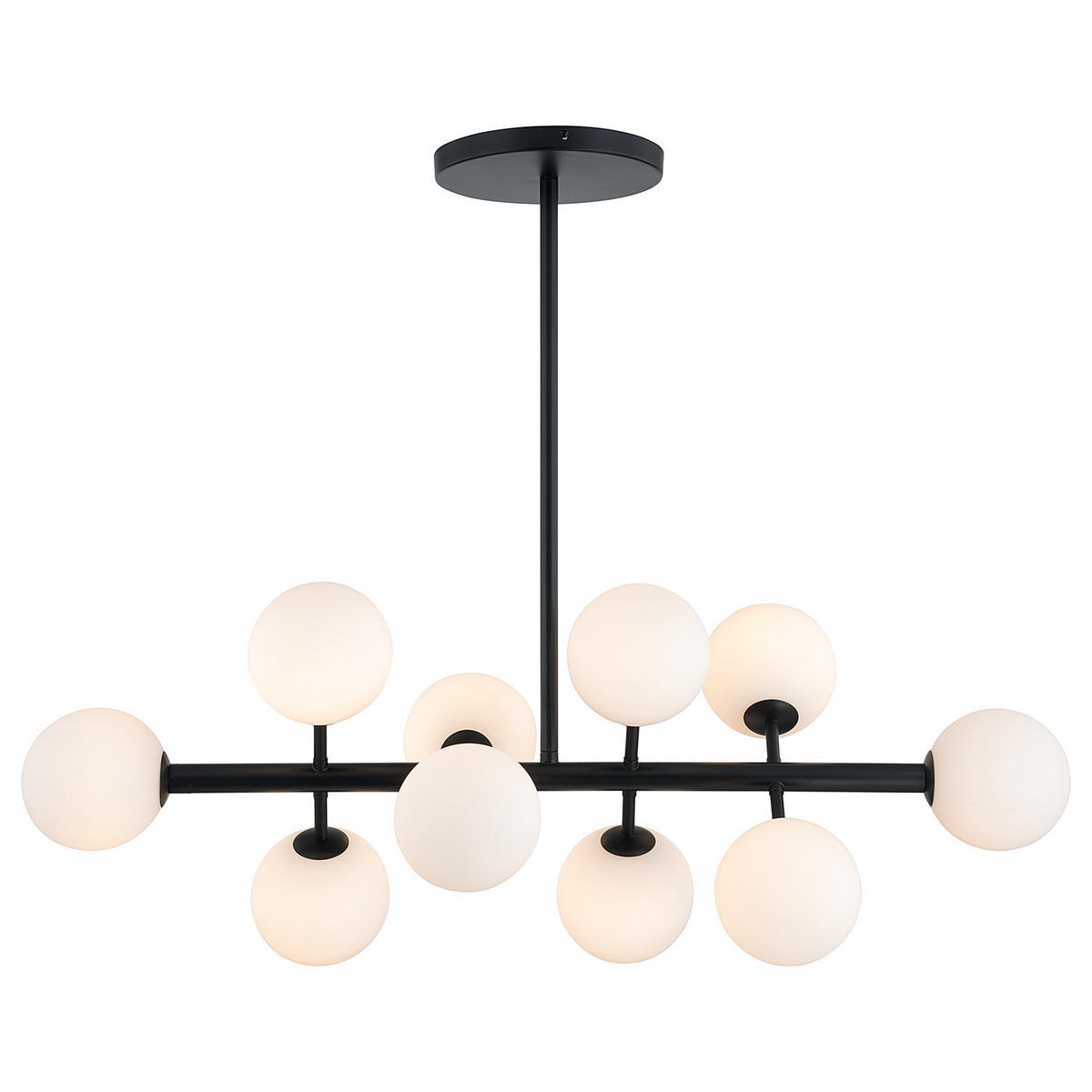 DECKENLEUCHTE 10-FLAMMIG - Glas / Metall - Transparent/Schwarz, Glas/Metall (36/88/70cm) - home24