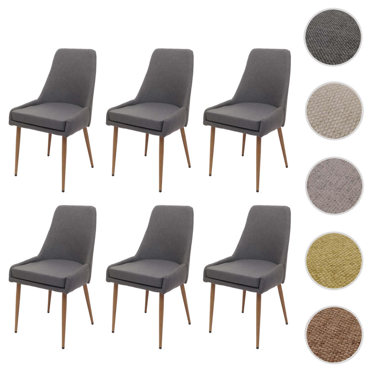 ESSZIMMERSTUHL Grau 6er-Set - Dunkelgrau/Grau, Textil (50/92/60cm) - MCW