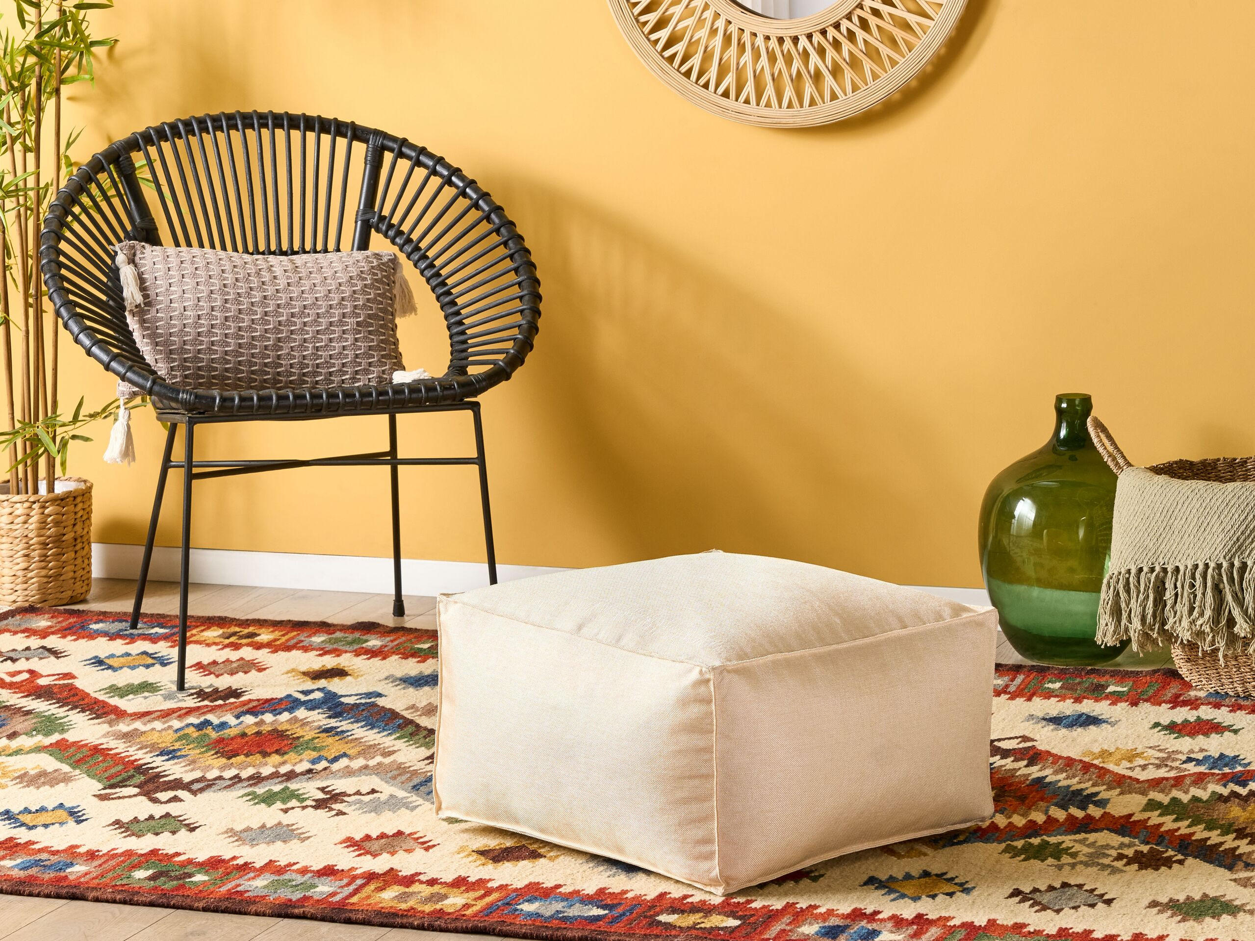 POUF Mukki 50/50/30 cm - Beige, Kunststoff/Textil (50/30/50cm) - Beliani