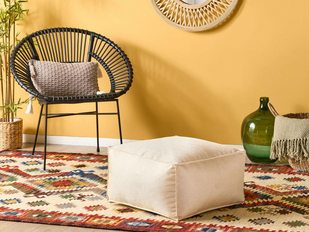 POUF Mukki 50/50/30 cm - Beige, Kunststoff/Textil (50/30/50cm) - Beliani