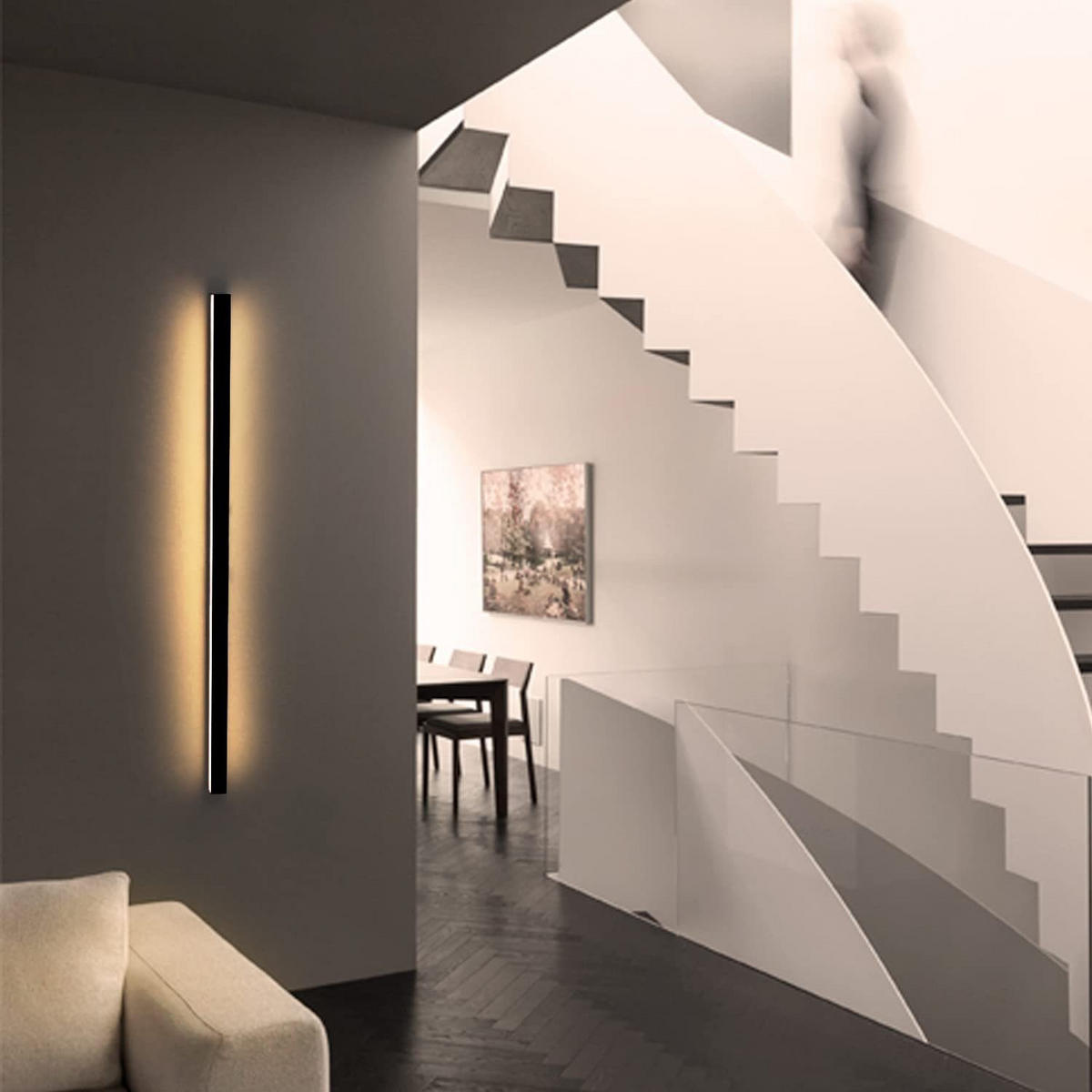 LED-WANDLEUCHTE Glowworm 2.5/3.8/80 cm - Schwarz, Metall (3.8/80/2.5cm) - ZMH