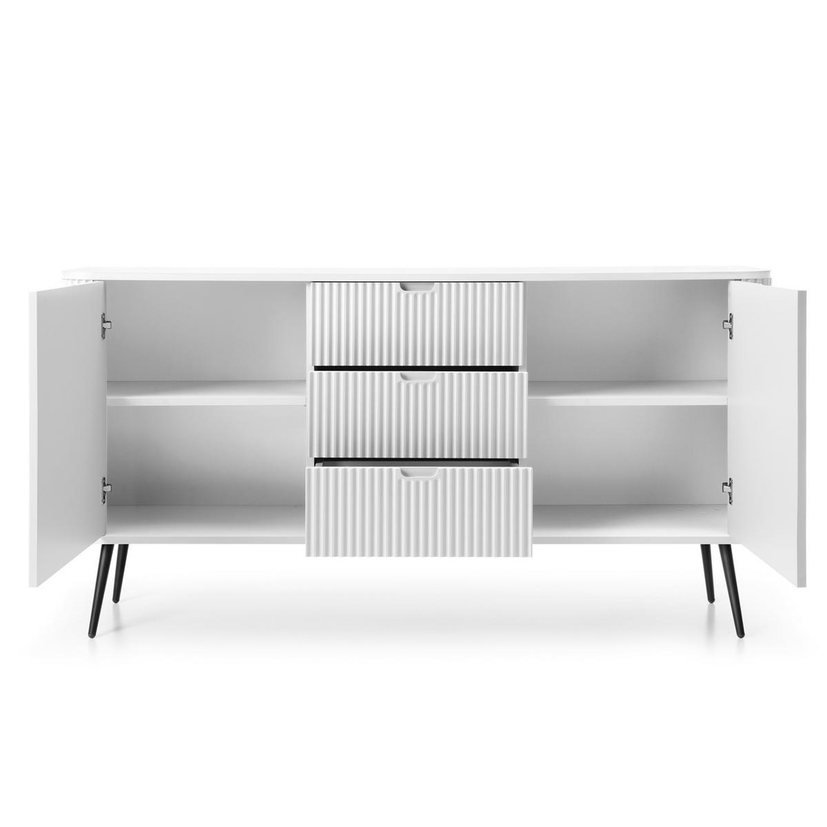 SIDEBOARD MORDEN KOM2 Abgerundeter Korpus Weiß Weiß - Weiß, Holzwerkstoff/Kunststoff (168/87/39cm) - Komodee