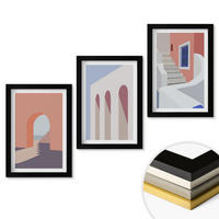 WANDBILDER 3er-Set - 20x30 cm Schwarzer Rahmen - Minimalistische Architekturillustrationen - Schwarz, Kunststoff (20/30cm) - ArtPrintCave