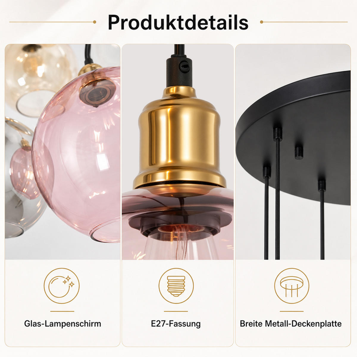 PENDELLEUCHTE Lyveth 50/20/191 cm - Multicolor/Schwarz, Glas/Metall (50/20/191cm) - ZMH