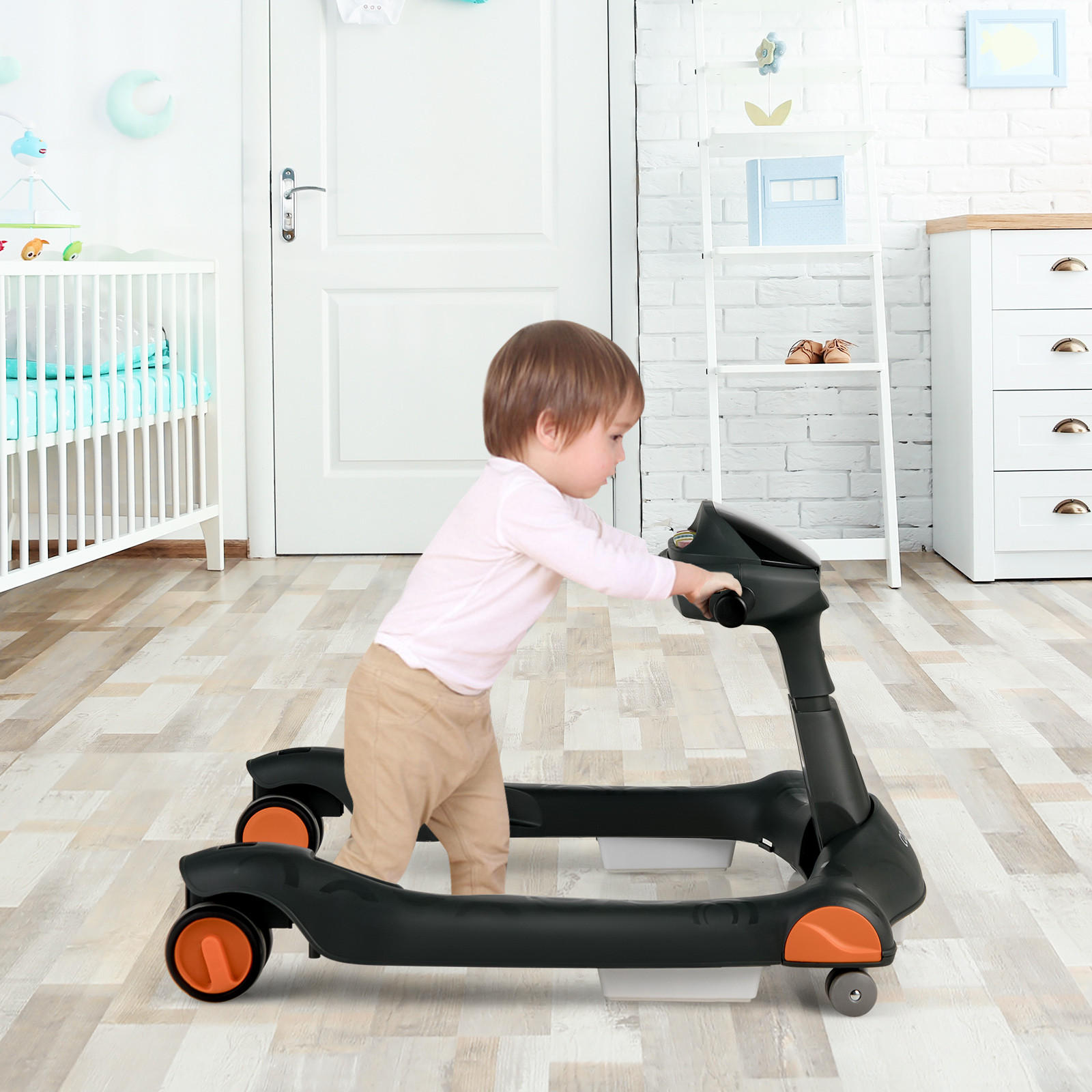 Thumbnail - Costway Lauflernhilfe, Schwarz, Kunststoff, 60x55x73 cm, Spielzeug, Babyspielzeug, Lauflernwagen