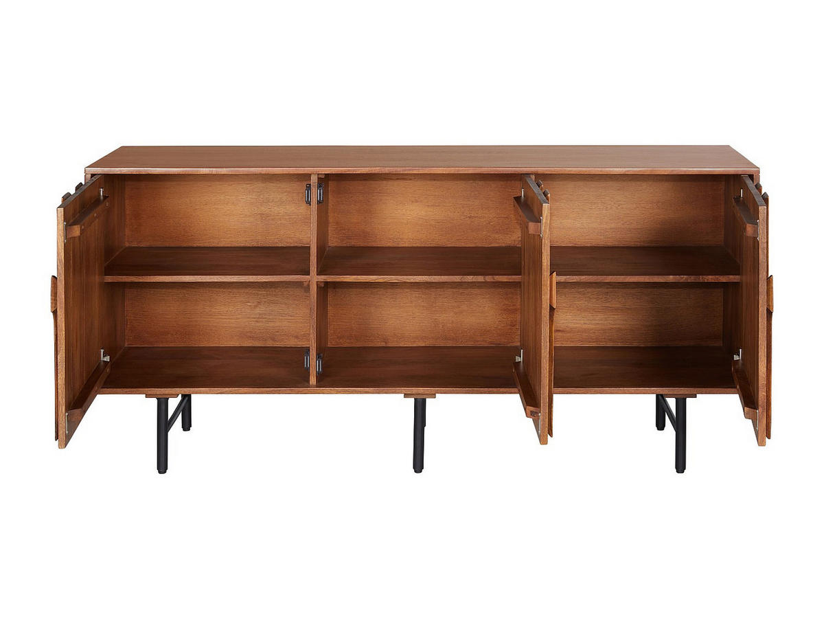 SIDEBOARD - 160 cmcm x 45 cmcm - Holz, Platte - Naturfarben Dunkel - MIZORAM - Naturfarben, Holz (160/75/45cm) - Vente-Unique