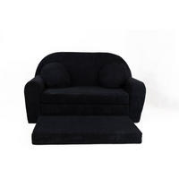 KINDERSOFA MIT VERLÄNGERUNG aus Kuschel-Cord in Schwarz - Schwarz, Textil (100/60/50cm) - Fortisline