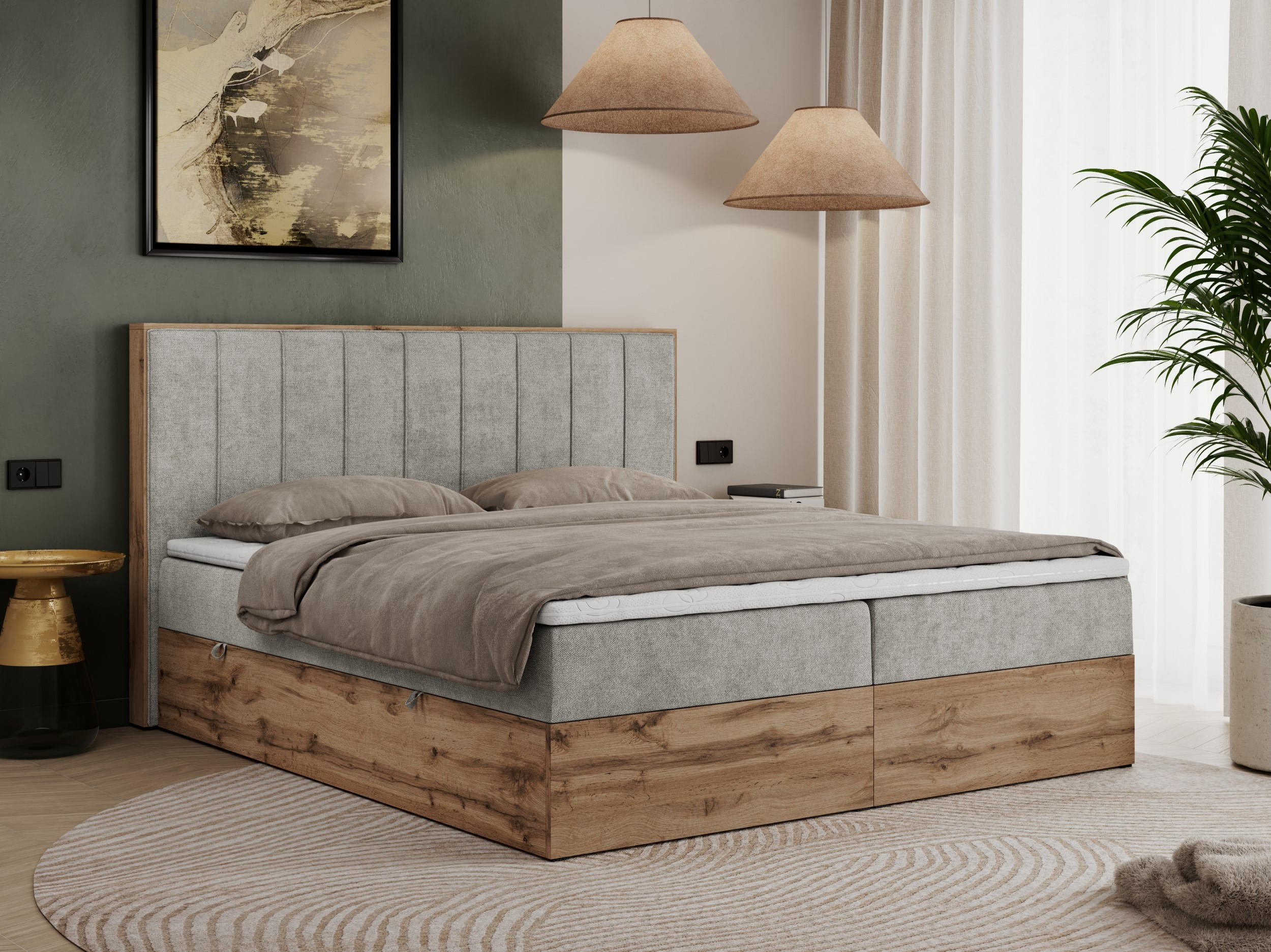 BOXBETT BELLISSIMO 140/200 Hellgrau Struktur - H3 - Hellgrau, Holz/Textil (140/200cm) - MKS