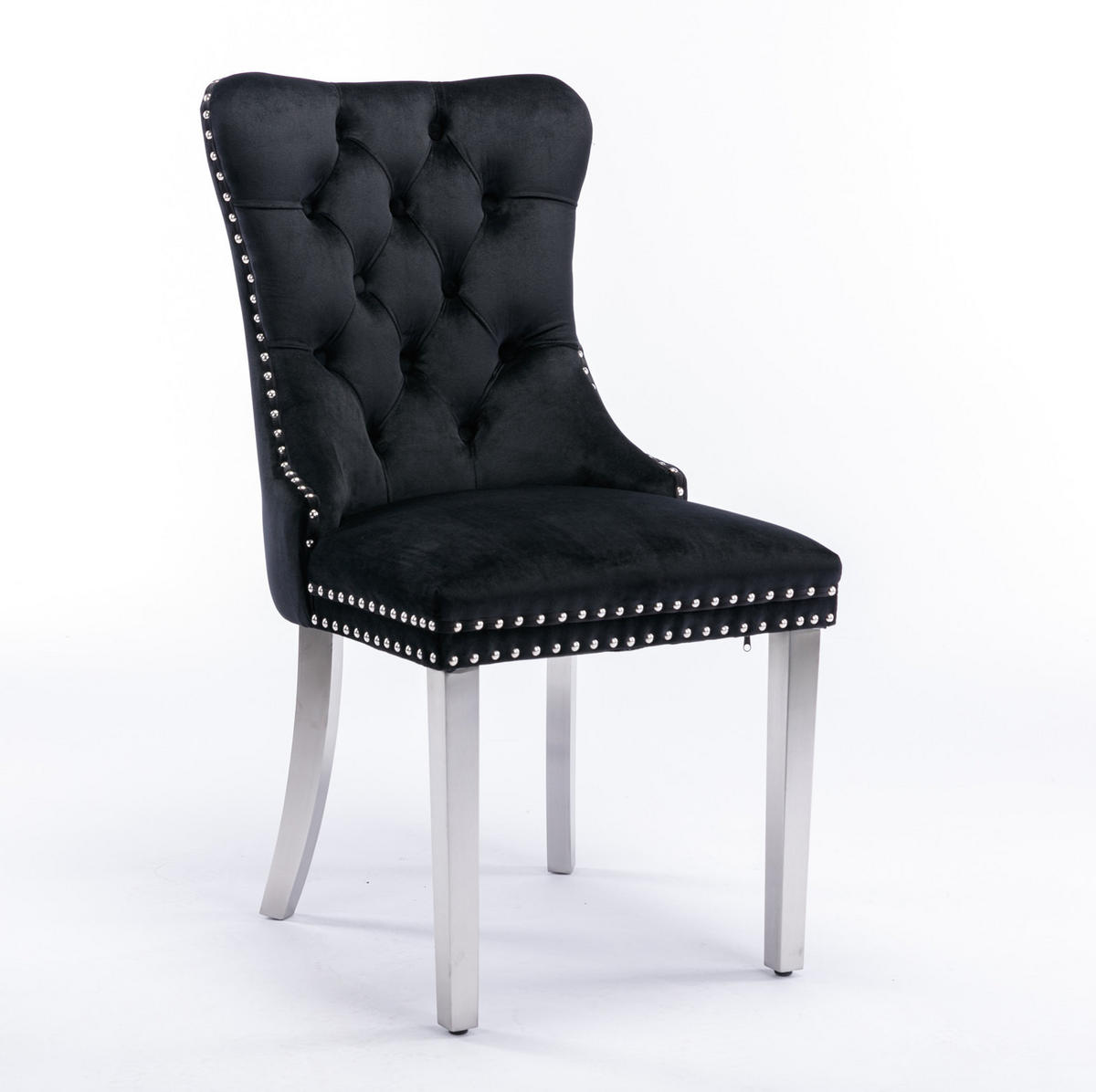 ESSZIMMERSTUHL 2er-Set mit hoher Rückenlehne Samt Schwarz - Schwarz, Metall (50/95/65cm) - Meubliv
