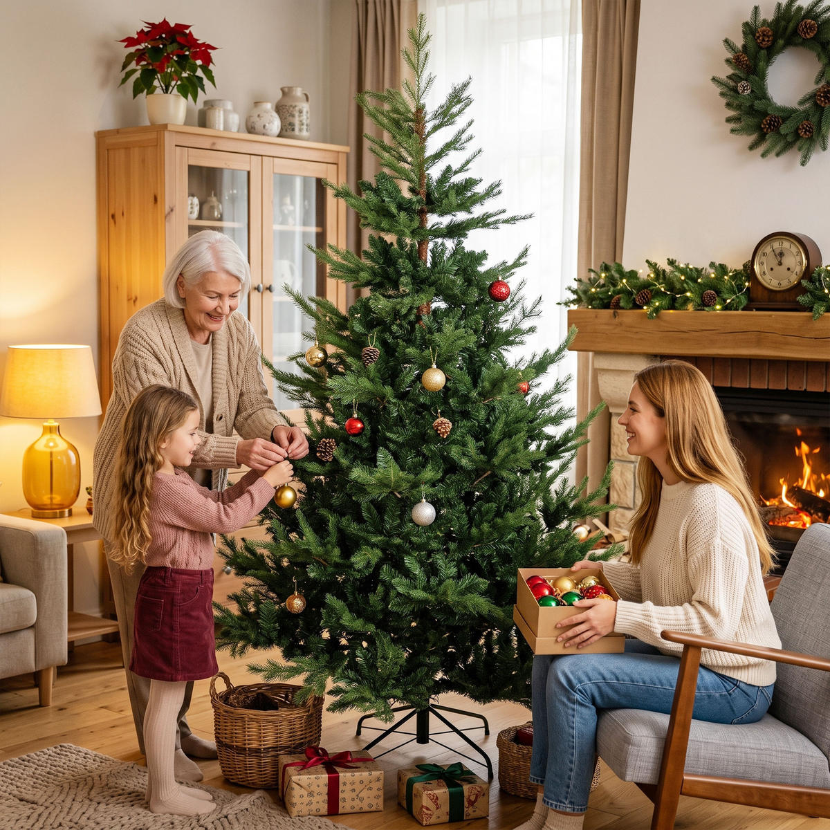 WEIHNACHTSBÄUME Grün 140.0/140.0/210.0cm - Grün, Kunststoff (210cm)