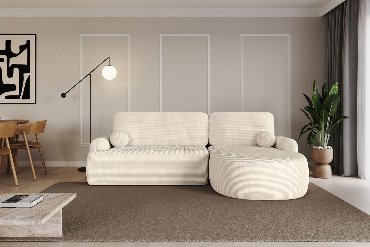 WOHNLANDSCHAFT mit Schlaffunktion und Bettkasten LIRA-L - 264x172x89 Beige - Beige, Holzwerkstoff/Textil (172/264cm) - ALTDECOR